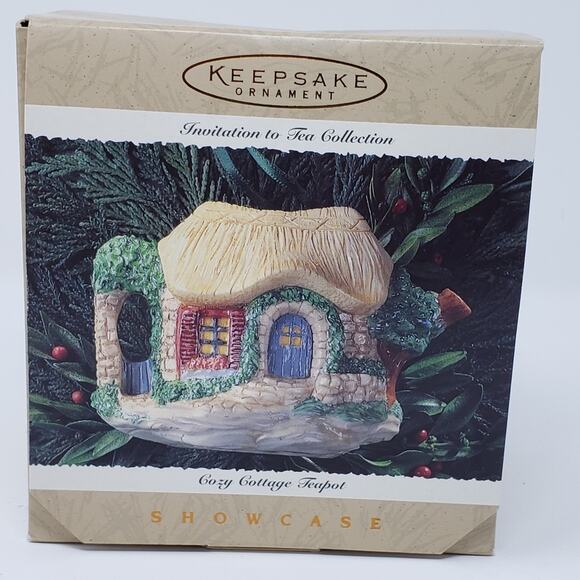 Hallmark 1995 Cozy Cottage Teapot Keepsake Holiday Christmas Ornament - Picture 1 of 7